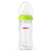 贝亲(PIGEON) 自然实感宽口径玻璃奶瓶 绿色160ml 带SS号自然实感奶嘴
