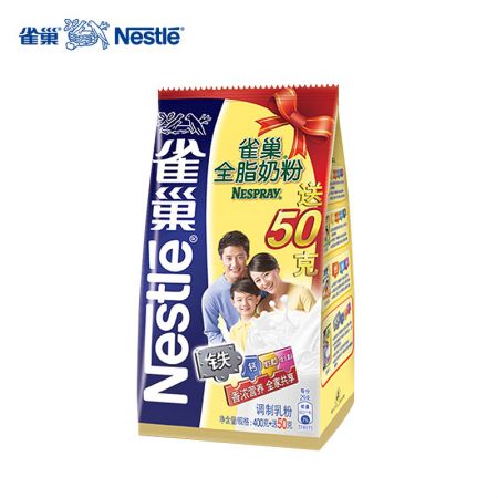 Nestle雀巢 全脂奶粉400g+50g克 加量装成人奶粉早餐奶粉（单包）