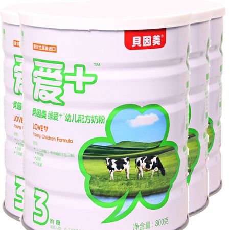 贝因美绿爱+幼儿配方奶粉3段800g/克*4罐装
